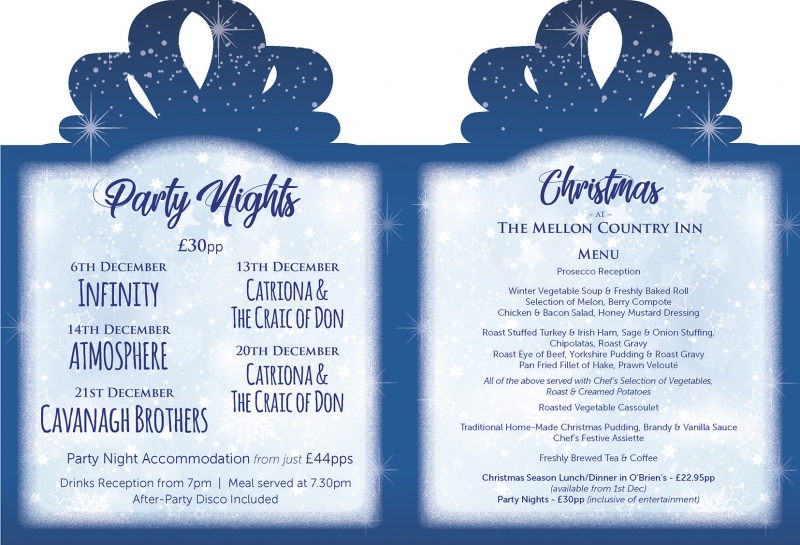 Christmas Party Night Brochure 2019 Christmas Party Nights at The Mellon Country Inn